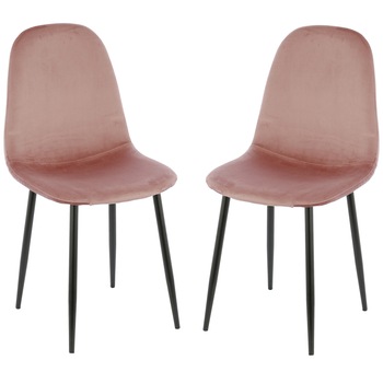 Set 2 scaune dining / bucatarie Kring Miles, tapiterie catifea, Roz Set 2 scaune dining / bucatarie Kring Miles, tapiterie catifea, Roz