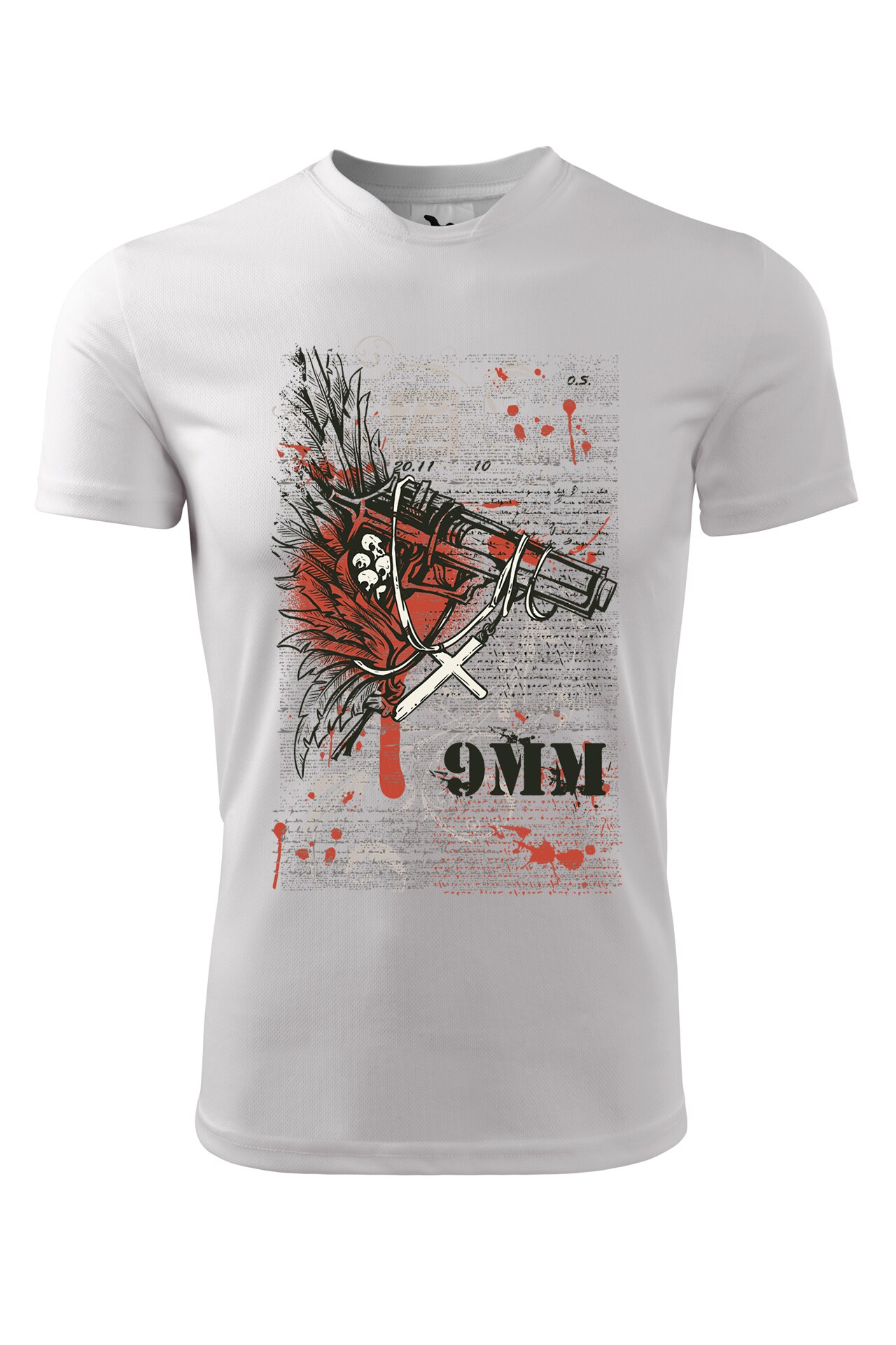 Tricou personalizat, 9MM, Adler, Alb