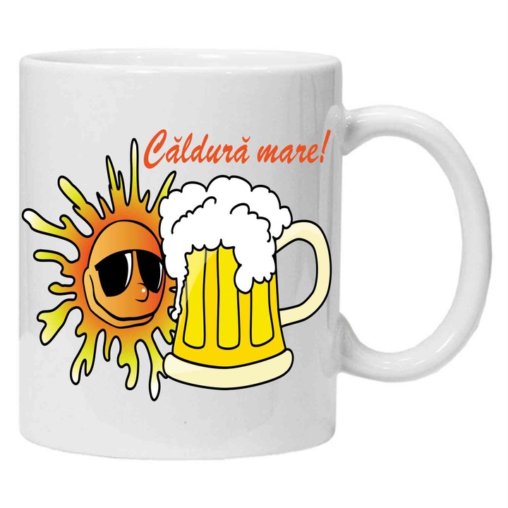 Cana personalizata cu textul "caldura mare", CRD PRINT, 330ml, alba