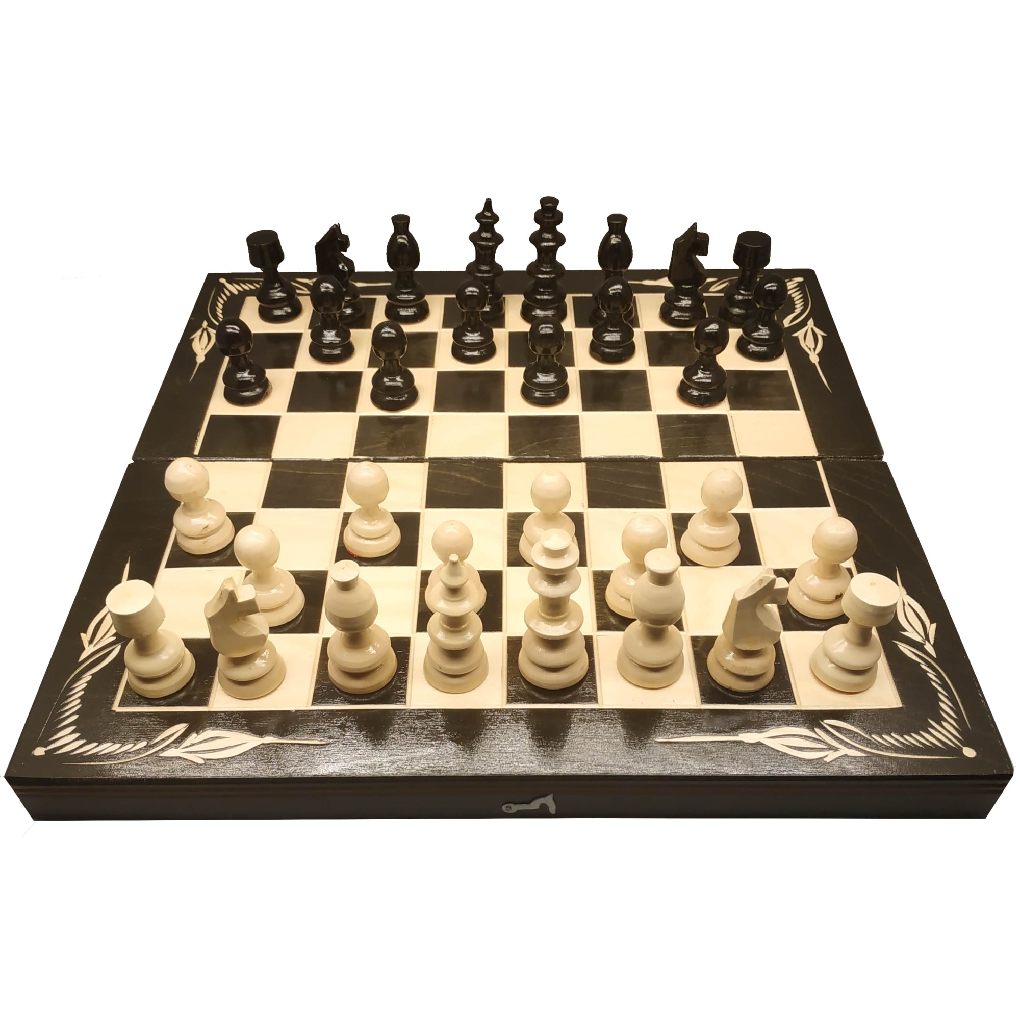 Joc sah si table 32*32 cm romanesc, din lemn sculptat manual