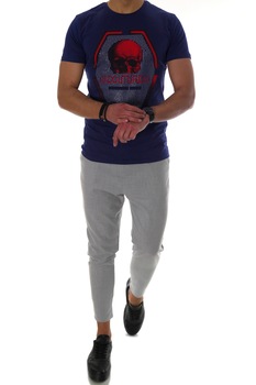 Tricou bleumarin A5821, slim fit, pentru barbati, cu imprimeu, Bleumarin, S Tricou bleumarin A5821, slim fit, pentru barbati, cu imprimeu, Bleumarin, S