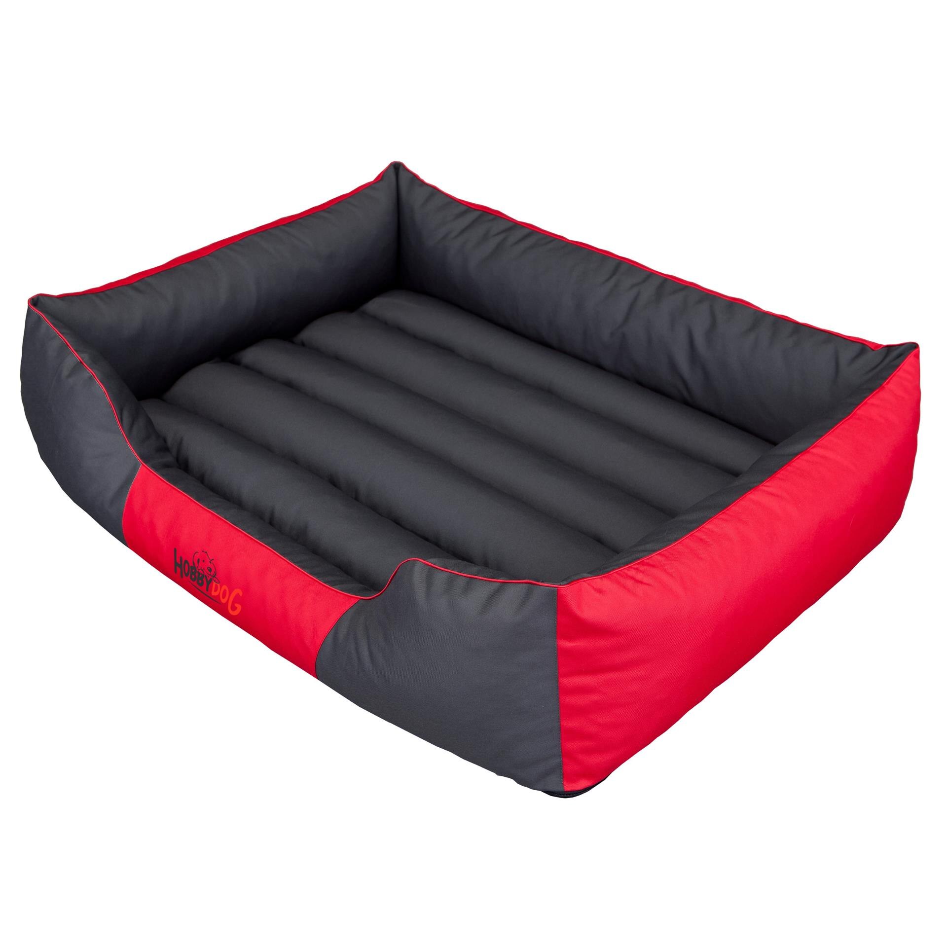 Culcus pentru animale, Hobbydog, L, Rosu/Gri, 65x50 cm