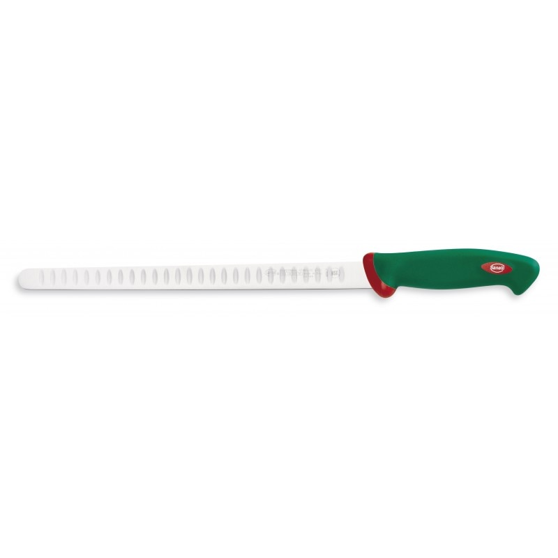 Cutit cu alveole pentru filetat somon, maner ergonomic antiderapant, linia Sanelli Premana, 31 cm