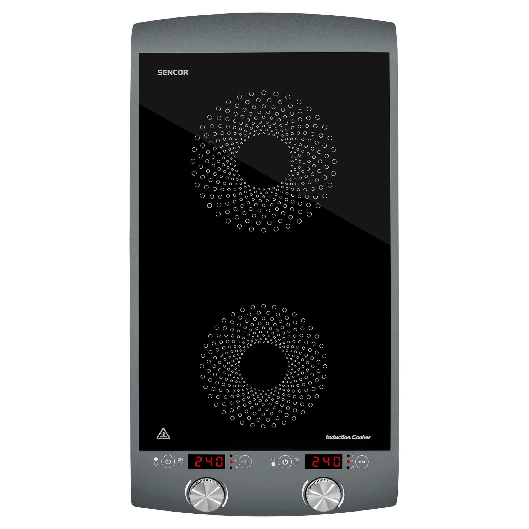 Plita Electrica Sencor SCP 4202GY, inductie, 2 arzatoare, 2900W, Negru/Gri