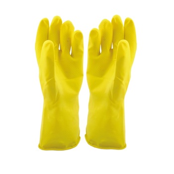 Manusi galbene captusite cu pudra bumbac, marimea L, 1 pereche Manusi galbene captusite cu pudra bumbac, marimea L, 1 pereche
