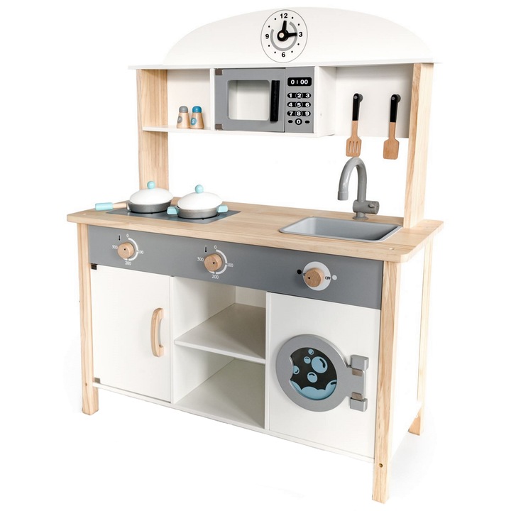 Детска кухня idealSTORE RUSTIC KITCHEN COLLECTION, Размери 97 x 75,5 x 30 cm, Напълно оборудвана и оборудвана, Включва 8 специфични аксесоара, Дърво
