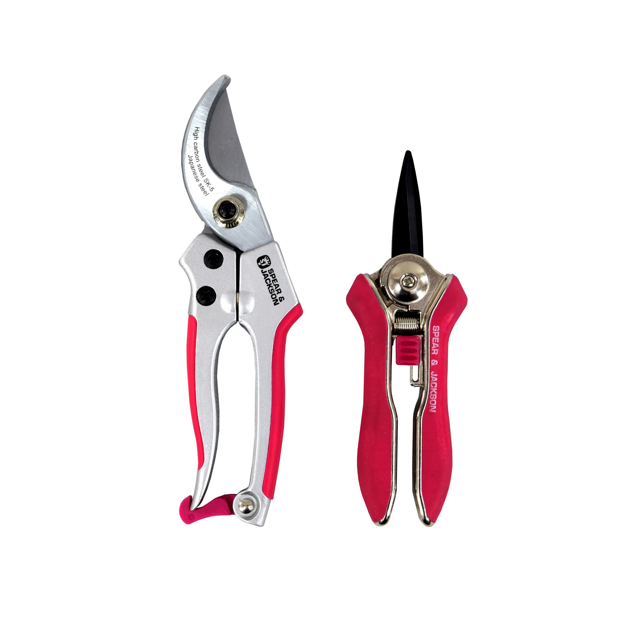 Set cu doua foarfeci gradinarit roz cu lame otel SK5, Spear & Jackson Colours