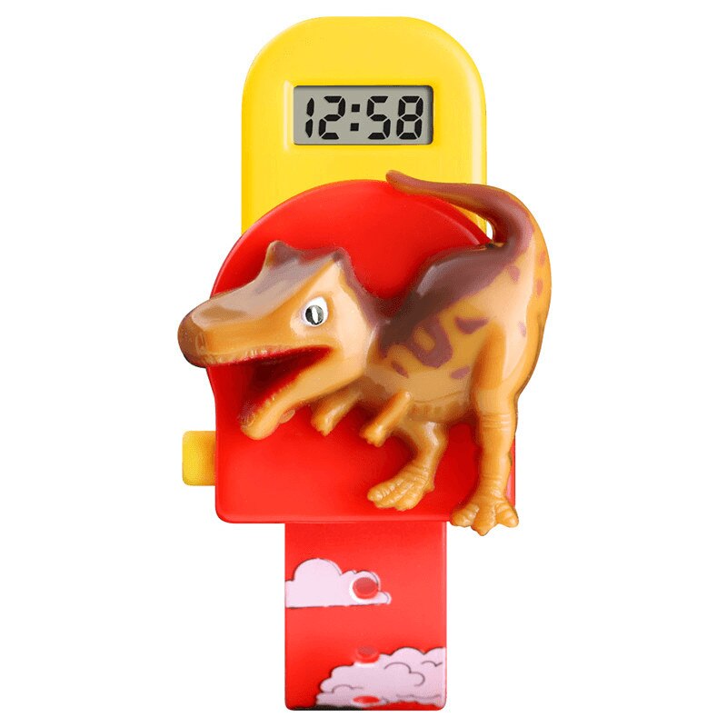Ceas de copii SKMEI 1468 digital cu figurina dinozaur detasabila, data si ora, rosu