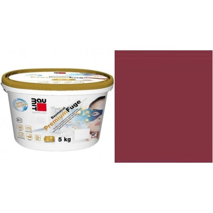 Фугираща смес Baumacol Premium Фуга, 2кг, Рубин, Вътрешно и външно приложение, За стени, Подове, Фаянс, Плочи, Мозайки