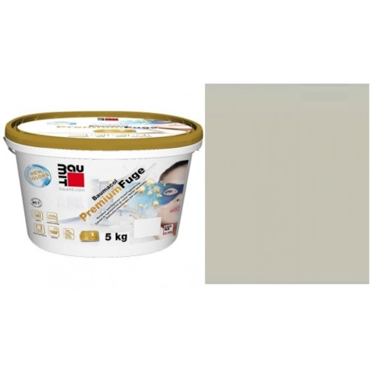 Фугираща смес Baumacol Premium Фуга, 2кг, Манхатън, Вътрешно и външно приложение, За стени, Подове, Фаянс, Плочи, Мозайки