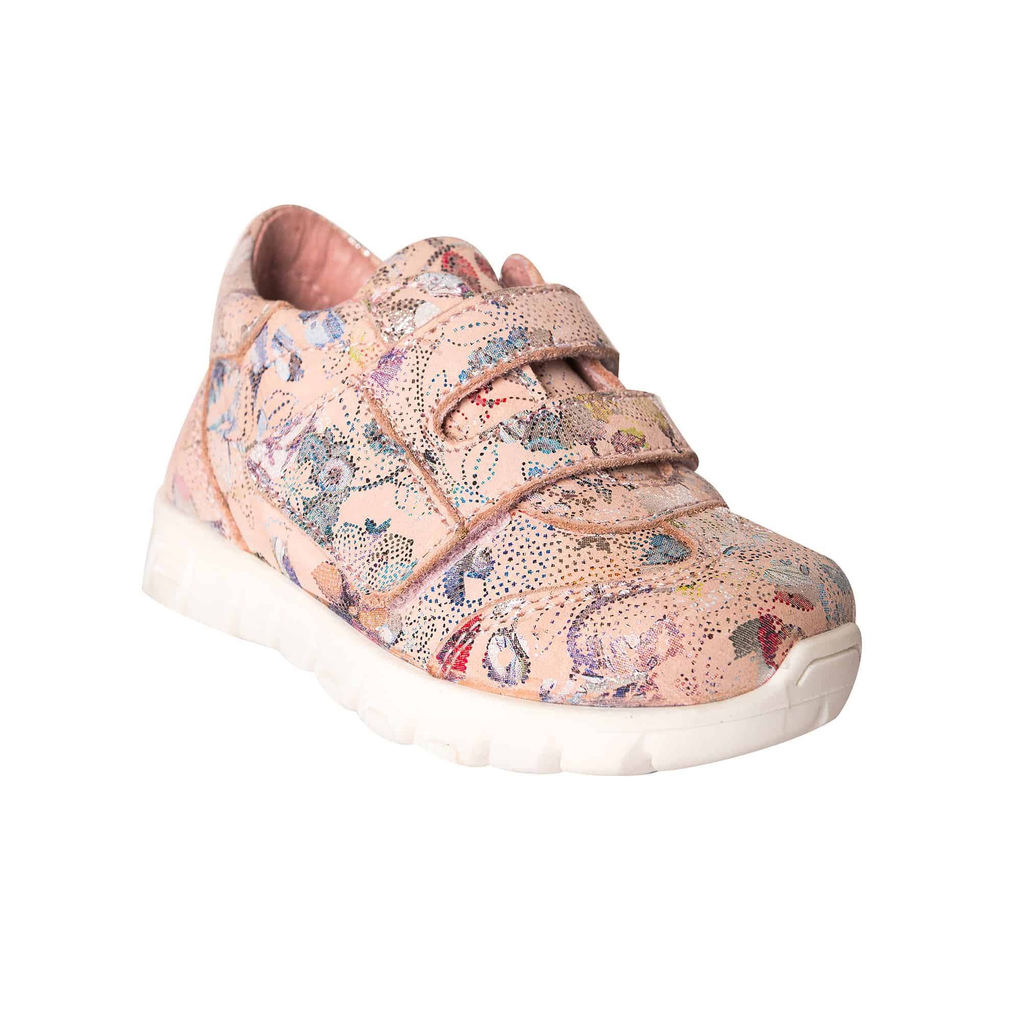 Pantofi pentru copii din piele cu talpa ultra flexibila, PJ Shoes, Tolyo, Roz print