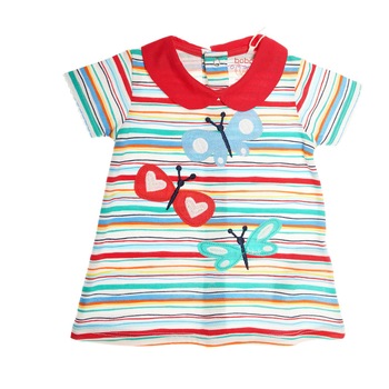 Set 2 piese cu rochita si chilotei, fete, Boboli, cu dungi si aplicatii fluturi, Multicolor Set 2 piese cu rochita si chilotei, fete, Boboli, cu dungi si aplicatii fluturi, Multicolor