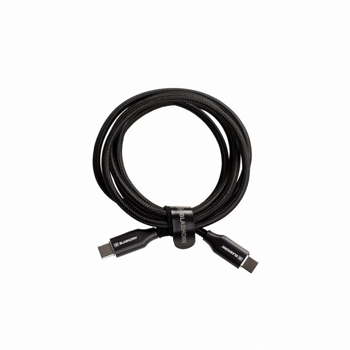 Cablu USB, BLASHORN, USB C - QC 3.0, Incarcare Rapida, Lungime 1.2m, Calitate Inalta, Durabil Si Elastic, Excelent Pentru Utilizare Zilnica, Compatibil Cu Dispozitive USB-C, Viteza Mare De Transfer Al Datelor, Protectie Impotriva Deteriorarii, Negru