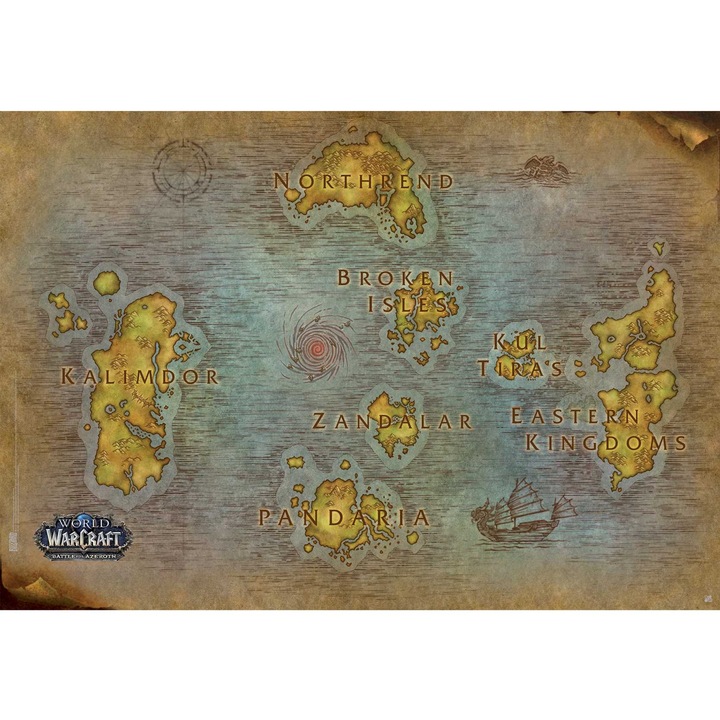 Poster World of Warcraft - Harta, Abysse Corp, 91.5x61 cm, Multicolor