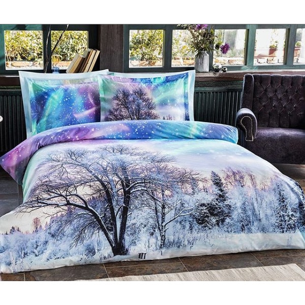 Lenjerie pat Ranforce Aurora, 100% bumbac, 4 piese, 2 persoane, 200x220 / 50x70