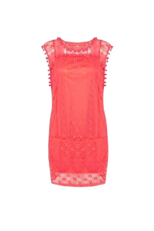 Rochie Balotti cu inseratii dantela dama, Corai