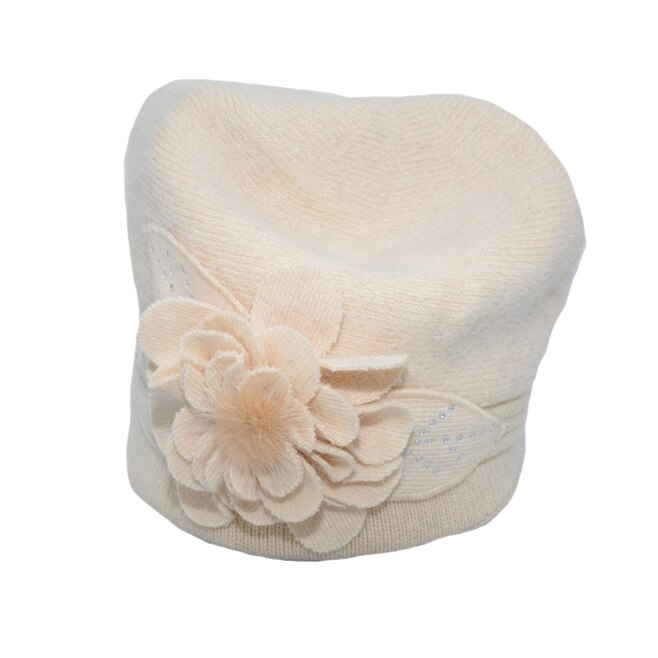 Caciula Suzane accesorizata cu petale 3d si insertii de strasuri,D&J Exclussive,bej