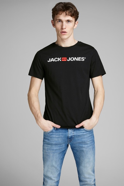 Jack & Jones, Classic szűk fazonú logós póló, Fekete