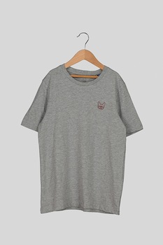 Jack&Jones, Tricou de bumbac organic cu detaliu brodat, Gri, 140 CM Jack&Jones, Tricou de bumbac organic cu detaliu brodat, Gri, 140 CM