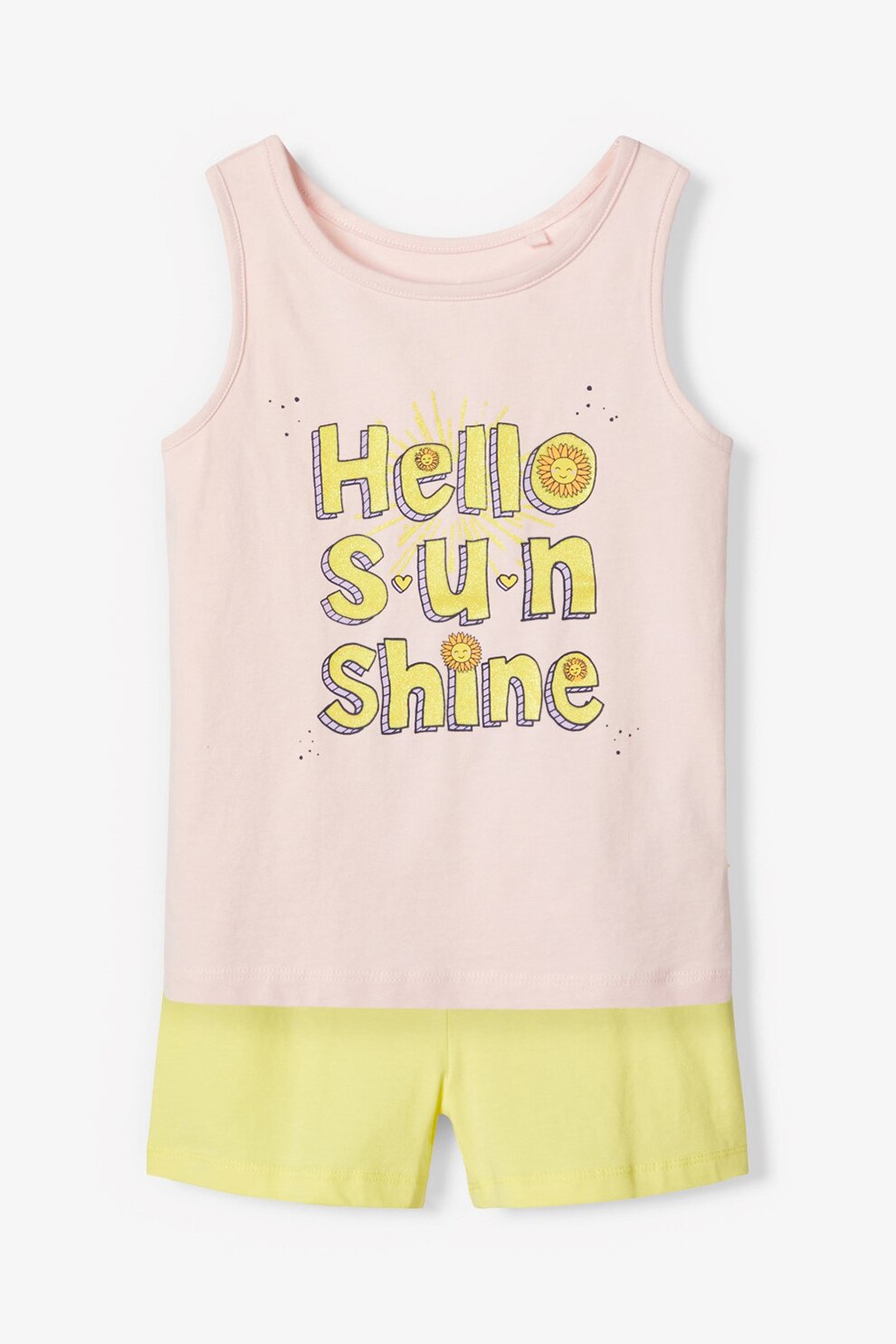 NAME IT, Set de compleuri din amestec de bumbac organic - 2 piese, Roz pastel/Galben, 86 CM