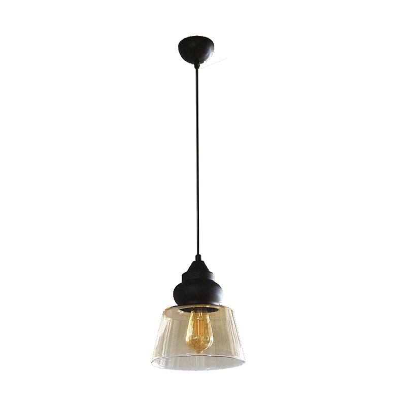 Pendul BUSSY LIGHTING 7402LS Bistro cu diametru 21.5cm, inaltime 60cm reglabil, E27, metal, negru / sticla