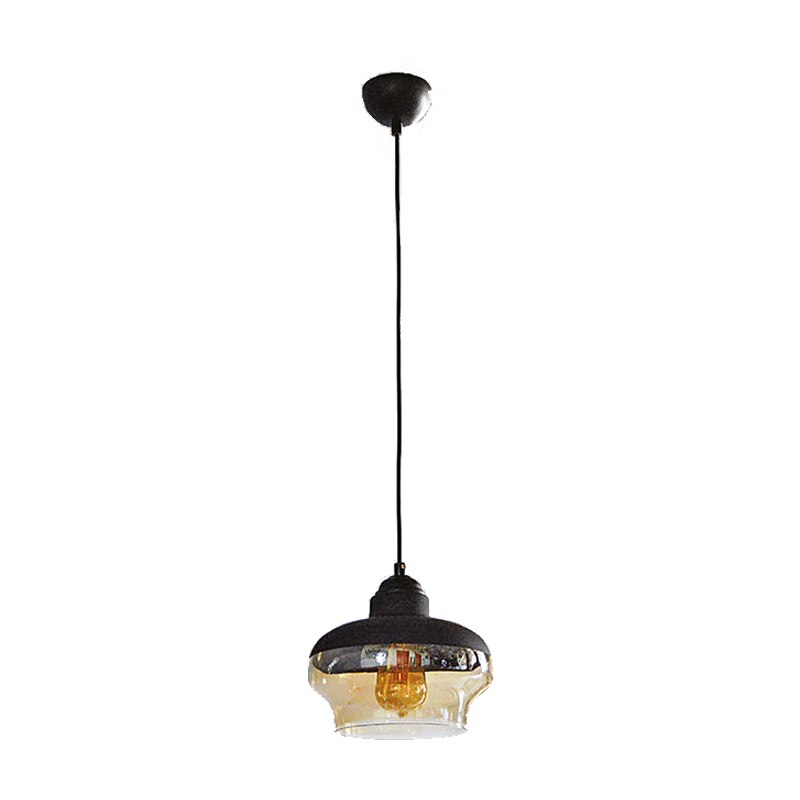 Pendul BUSSY LIGHTING 7412LS Bistro cu diametru 22cm, inaltime 60cm reglabil, E27, metal, negru / sticla