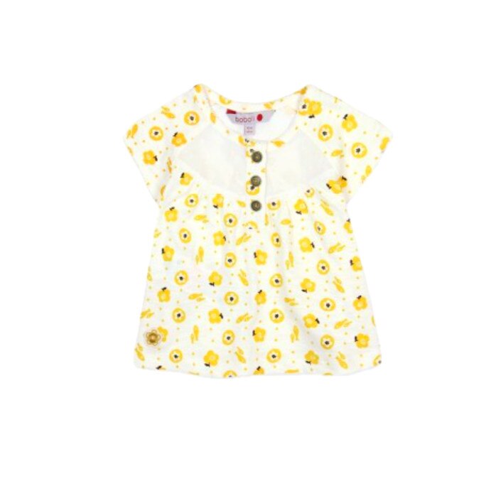 Bluza alba cu flori galbene, Boboli, alb/galben