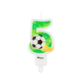 Lumanare cifra 5 Fotbal, verde, Tomvalk, 1 buc Lumanare cifra 5 Fotbal, verde, Tomvalk, 1 buc