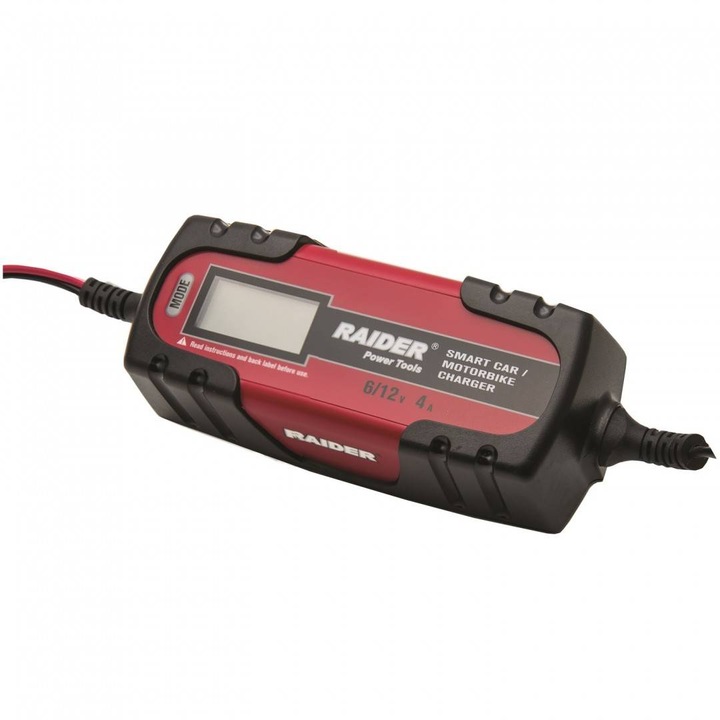 Redresor auto digital Raider, 6/12 V, 4 A, 120 Ah, protectie suprasarcina