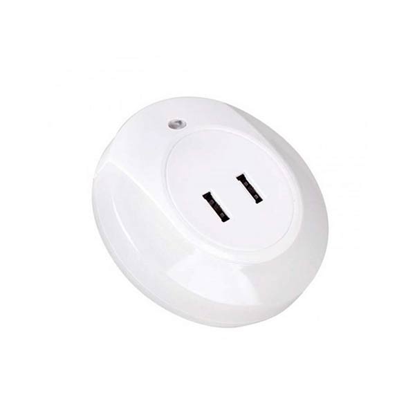 Lampa LED cu 2xUSB si lumina de noapte pentru priza, 220V, 1W, 4000K