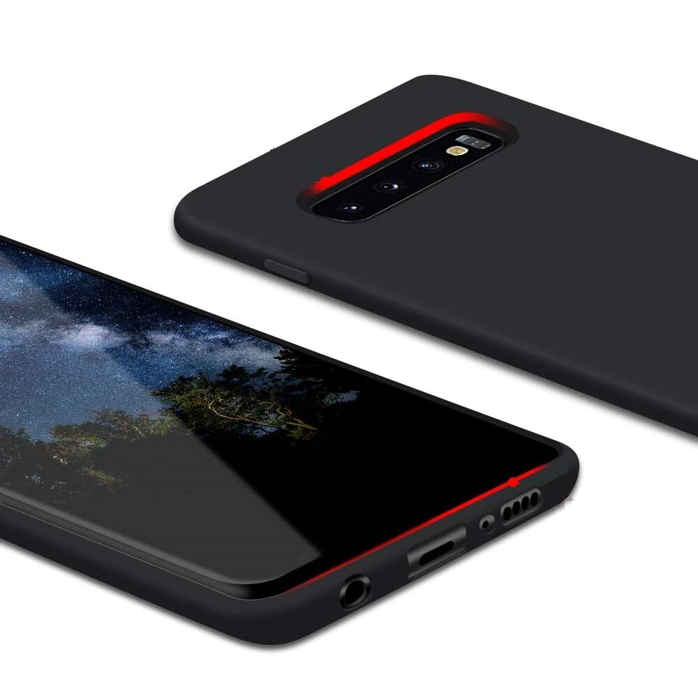 Husa compatibila cu Samsung Galaxy S10 Plus, ultra slim, silicon Negru, cu interior de catifea, PlanetPhone