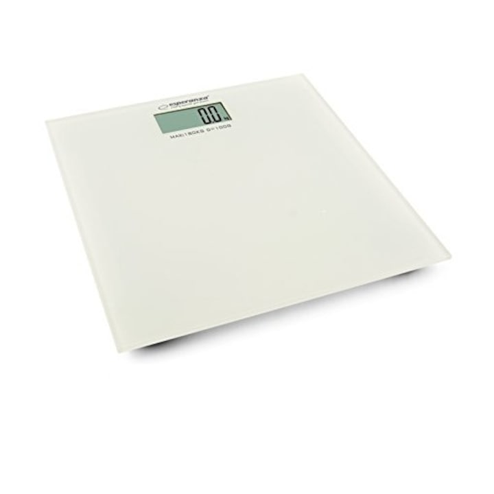 Cantar Electronic KlaussTech Echipat cu 4 Senzori, Capacitate Maxima 180 Kg, Afisaj LCD, Pornire Automata, Design Modern, Alb