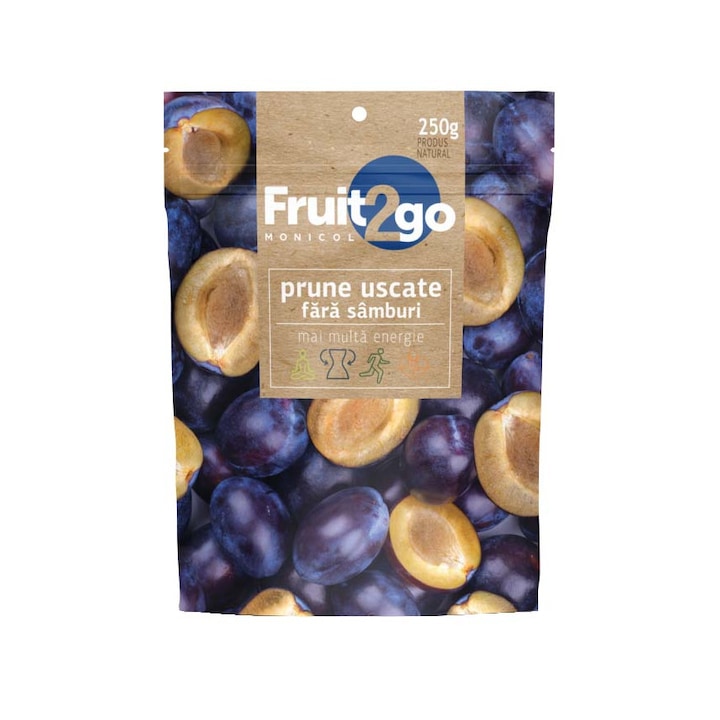 Prune uscate fara samburi 250 gr (ambalaj ZIP) Fruit2Go