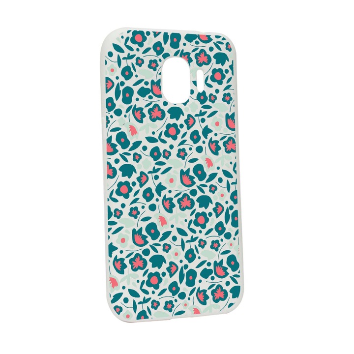 Силиконов калъф Unique за Samsung Galaxy J4 2018, Green Flowers Pattern, W632