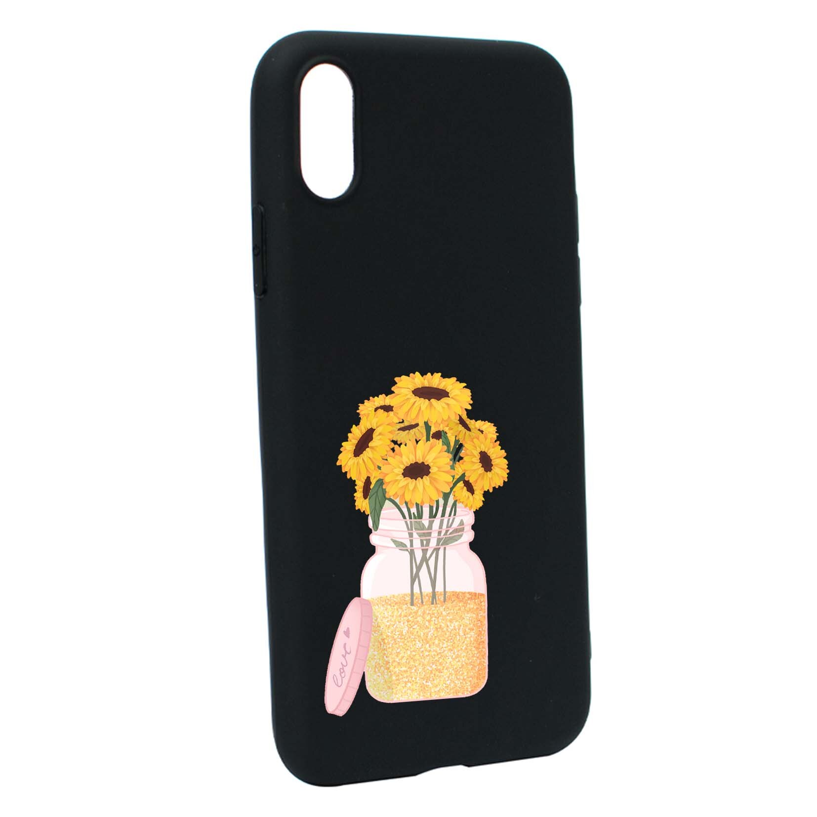 Husa Apple iPhone XS / X, Sun Flower, rezistenta la uzura, anti-alunecare, din silicon Premium, B639