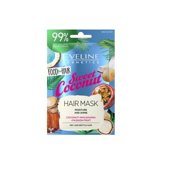 Masca plic pentru par, Eveline Cosmetics, Sweet Coconut, 20 ml Masca plic pentru par, Eveline Cosmetics, Sweet Coconut, 20 ml