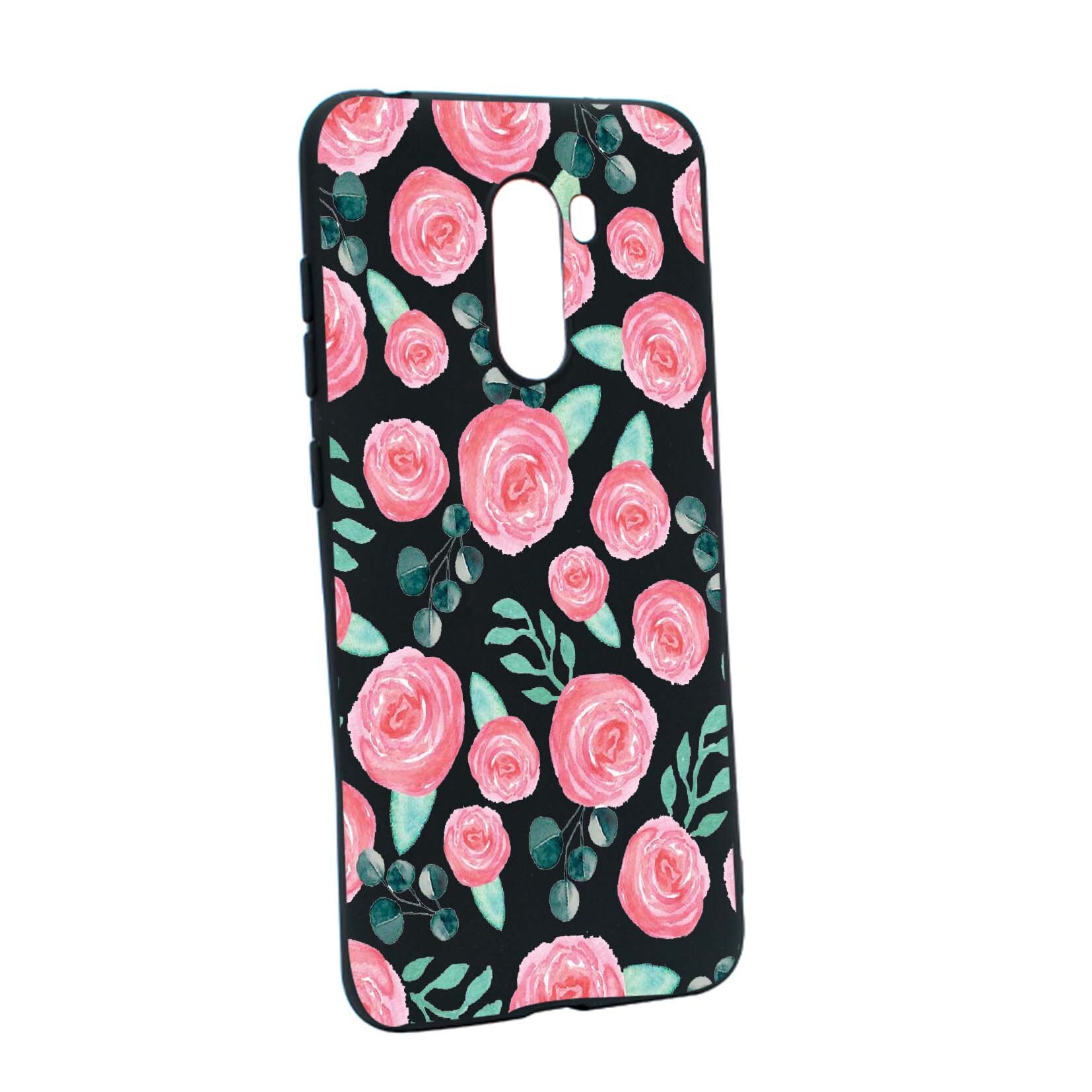 Husa Xiaomi PocoPhone F1, Rose Pattern, rezistenta la uzura, anti-alunecare, din silicon Premium, B640
