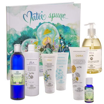 Pachet 8 produse bio-organice ingrijirea corpului pentru gravide, Lakshmi, cadou cartea  Pachet 8 produse bio-organice ingrijirea corpului pentru gravide, Lakshmi, cadou cartea