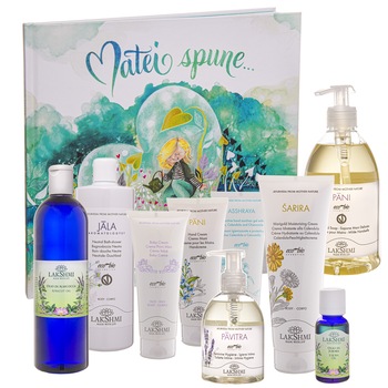 Pachet 10 produse pentru ingrijirea corpului pentru proaspetele mamici si a bebelusilor, Lakshmi, din care 3 produse sunt cadou, crema bebelusi 100 ml, uleiul facial de jojoba pur 30 ml si cartea  Pachet 10 produse pentru ingrijirea corpului pentru proaspetele mamici si a bebelusilor, Lakshmi, din care 3 produse sunt cadou, crema bebelusi 100 ml, uleiul facial de jojoba pur 30 ml si cartea