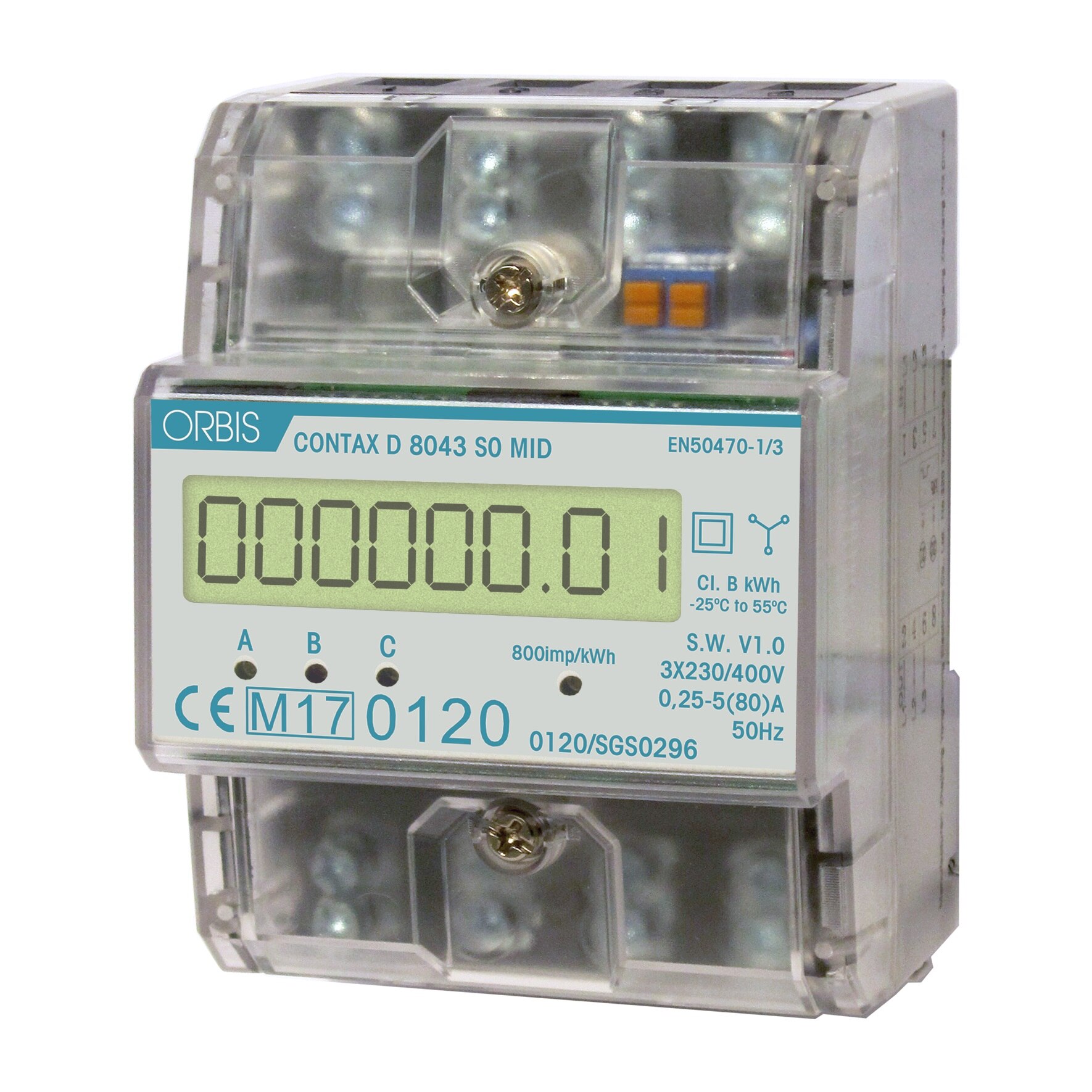 Contor modular trifazat digital 80A Contax D-8043 S0 MID Orbis