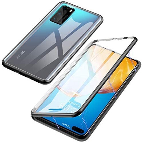 Husa 360 de grade magnetica, brand The Phone Closet, sticla securizata fata - spate, pentru Huawei P40 PRO, Negru