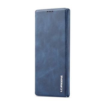 Husa Samsung Note 10 Plus, CaseMe, slim piele, stand, inchidere magnetica, textura fina, Albastru inchis