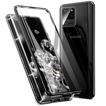 Husa Magnetic Glass 360° (sticla fata + spate) pentru Samsung Galaxy S20 Ultra, Negru Husa Magnetic Glass 360° (sticla fata + spate) pentru Samsung Galaxy S20 Ultra, Negru