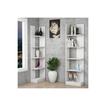 Biblioteca / etajera carti , Twin Homs, alb, 187 x 100 x 25.8, PAL Biblioteca / etajera carti , Twin Homs, alb, 187 x 100 x 25.8, PAL