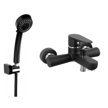 Set de dus FERRO ALGEO baterie cada / dus si para dus mobila, Negru / Mat Set de dus FERRO ALGEO baterie cada / dus si para dus mobila, Negru / Mat