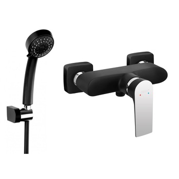 Set de dus FERRO Square BLACK baterie dus si para dus mobila, Negru / Mat Set de dus FERRO Square BLACK baterie dus si para dus mobila, Negru / Mat