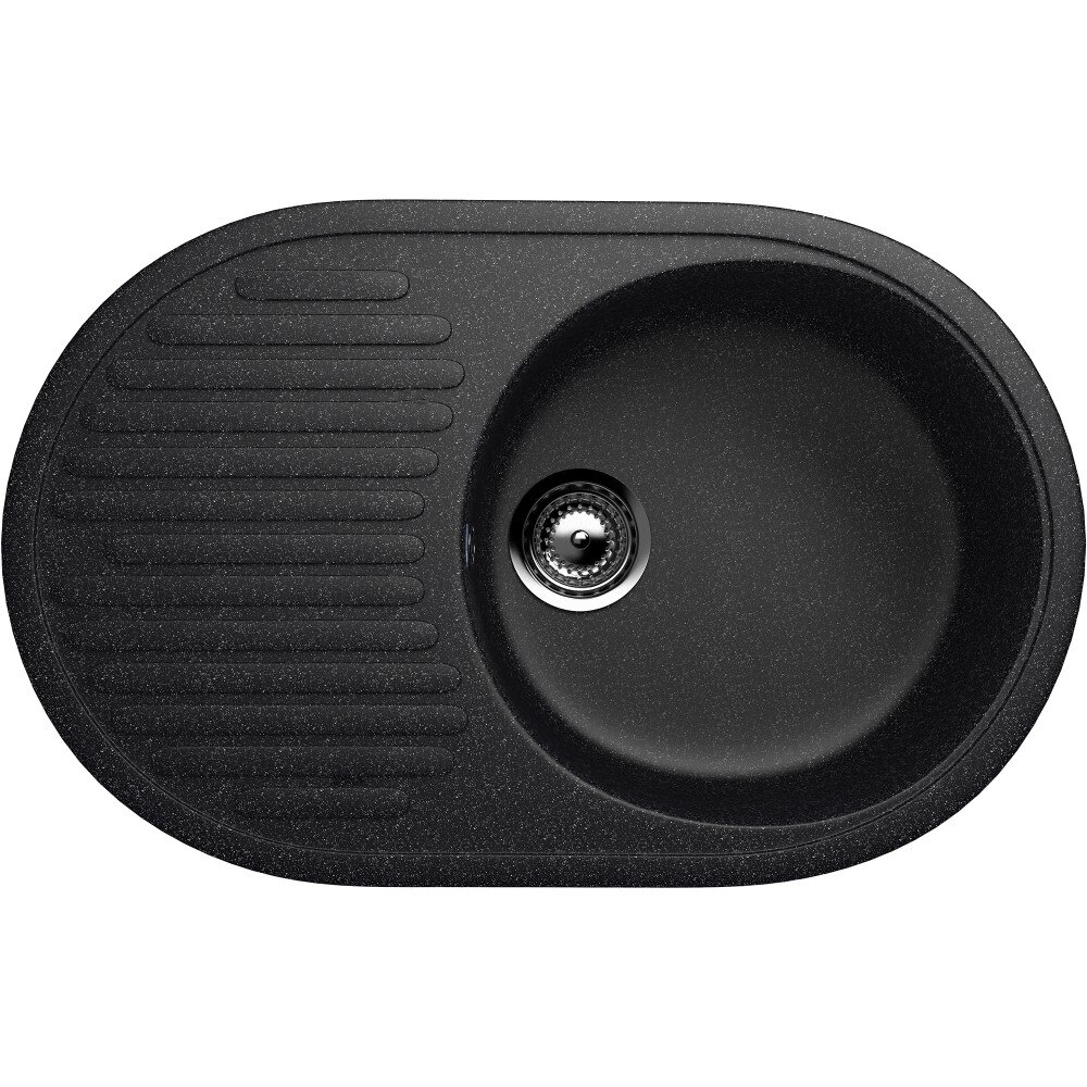 Chiuveta ovala de bucatarie Negru, Compozit, Mat