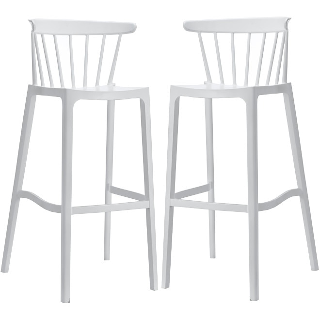 Set 2 scaune bar Raki Aspen fibra de sticla cu aditiv UV protectie impotriva razelor solare 51x54xh103cm alb