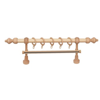 Galerie din lemn strunjit pentru perdele,Natur(Brad),120 cm + Sina ''U'' 110 cm Bej,accesorii incluse Galerie din lemn strunjit pentru perdele,Natur(Brad),120 cm + Sina ''U'' 110 cm Bej,accesorii incluse