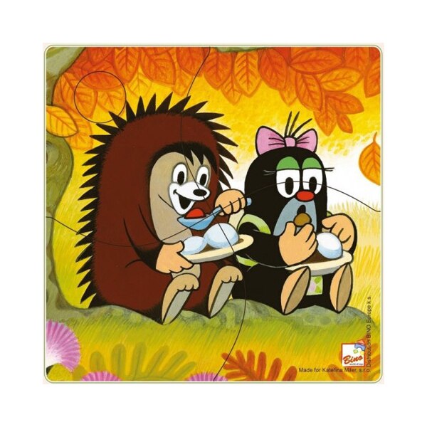 Puzzle lemn, Doamna Cartita la picnic, 4 piese, Bino, 15002